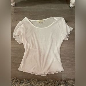 White ruffle t shirt
